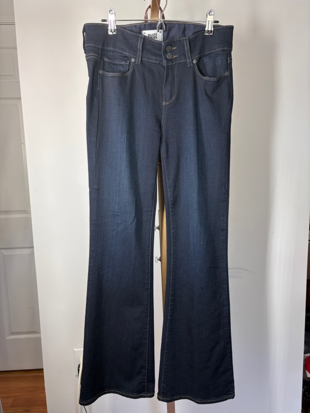 PAIGE Dark Indigo Flare Jeans Petite